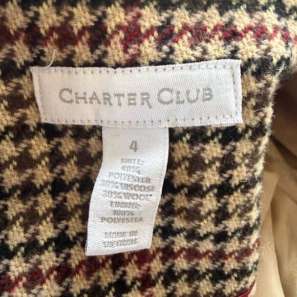 Charter Club long sleeve collared button down fully lined houndstooth blazer 4 - Picture 9 of 10